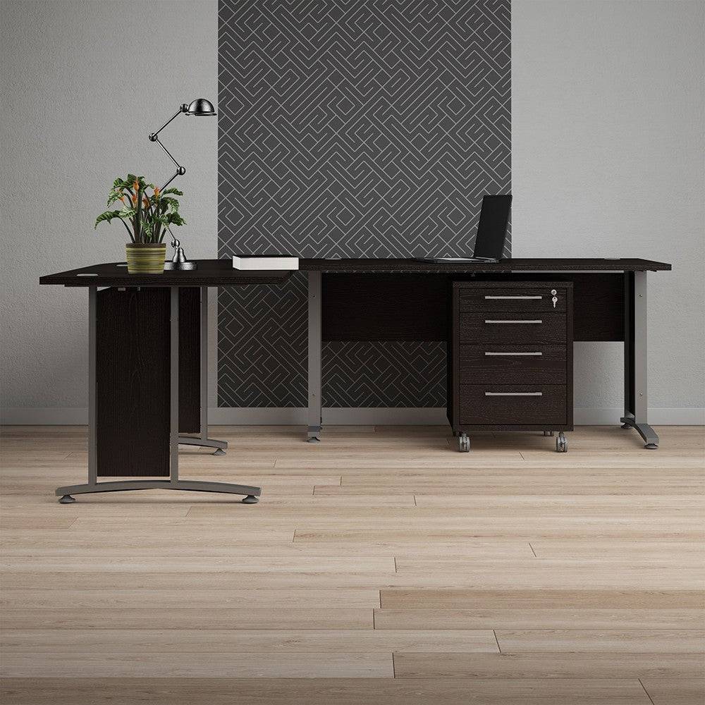 Prima Desk 120 cm in Black Woodgrain with Silver Grey Steel Legs - Price Crash Furniture