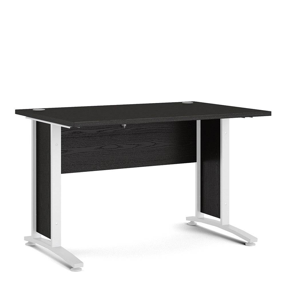 Prima Desk 120 cm in Black Woodgrain with White Legs - Price Crash Furniture