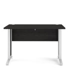 Prima Desk 120 cm in Black Woodgrain with White Legs - Price Crash Furniture