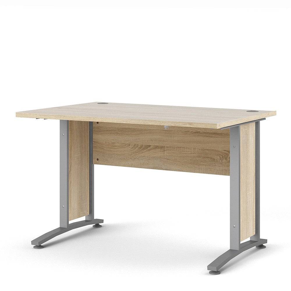 Prima Desk 120 cm in Oak with Silver Grey Steel Legs - Price Crash Furniture