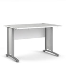 Prima Desk 120 cm in White with Silver Grey Steel Legs - Price Crash Furniture