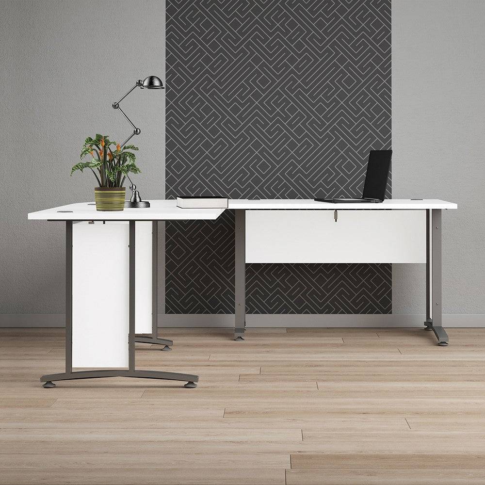 Prima Desk 120 cm in White with Silver Grey Steel Legs - Price Crash Furniture