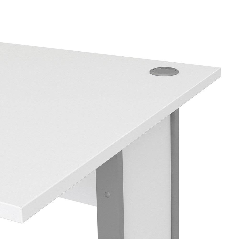 Prima Desk 120 cm in White with Silver Grey Steel Legs - Price Crash Furniture