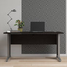 Prima Desk 150 cm in Black Woodgrain with Silver Grey Steel Legs - Price Crash Furniture