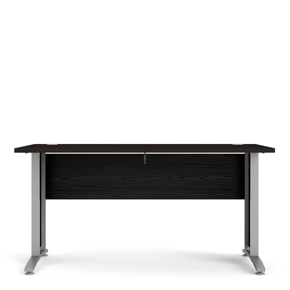 Prima Desk 150 cm in Black Woodgrain with Silver Grey Steel Legs - Price Crash Furniture