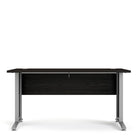 Prima Desk 150 cm in Black Woodgrain with Silver Grey Steel Legs - Price Crash Furniture