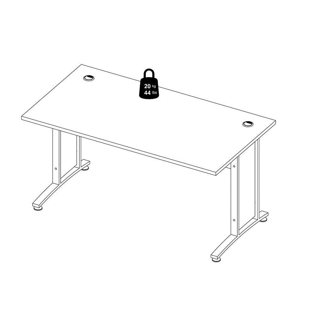 Prima Desk 150 cm in Black Woodgrain with Silver Grey Steel Legs - Price Crash Furniture