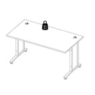 Prima Desk 150 cm in Black Woodgrain with Silver Grey Steel Legs - Price Crash Furniture