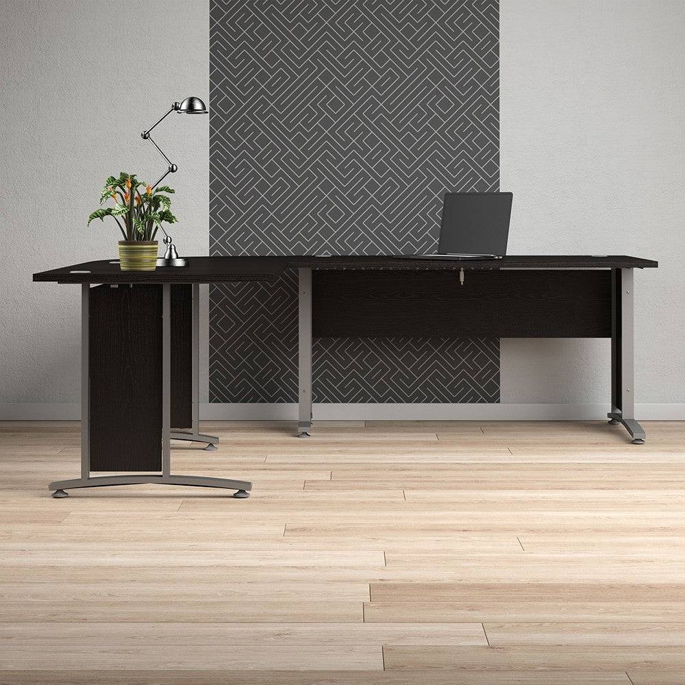 Prima Desk 150 cm in Black Woodgrain with Silver Grey Steel Legs - Price Crash Furniture