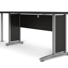 Prima Desk 150 cm in Black Woodgrain with Silver Grey Steel Legs - Price Crash Furniture