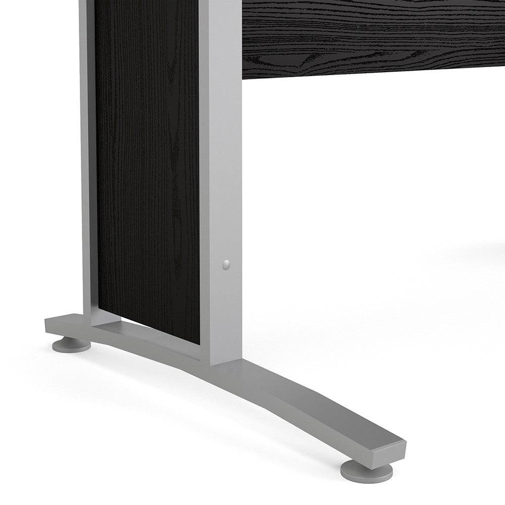 Prima Desk 150 cm in Black Woodgrain with Silver Grey Steel Legs - Price Crash Furniture