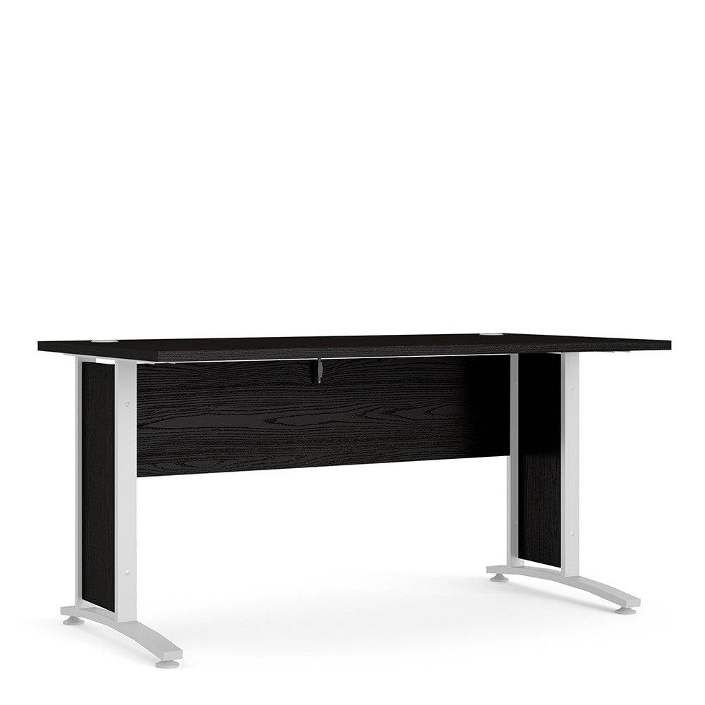 Prima Desk 150 cm in Black Woodgrain with White Legs - Price Crash Furniture