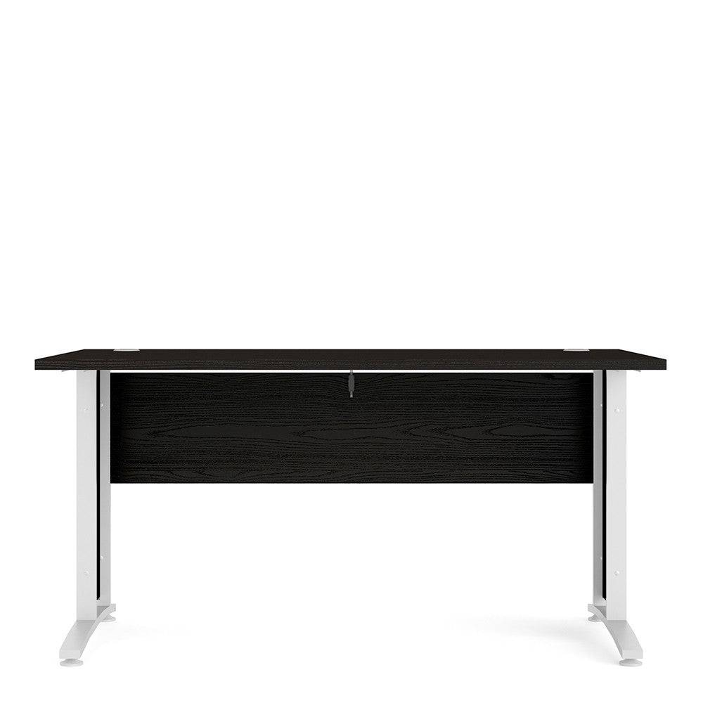 Prima Desk 150 cm in Black Woodgrain with White Legs - Price Crash Furniture