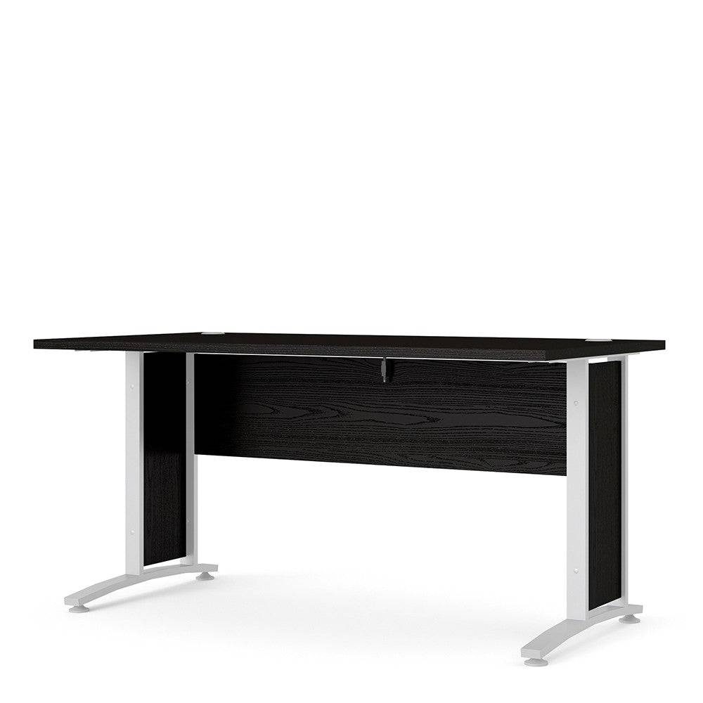 Prima Desk 150 cm in Black Woodgrain with White Legs - Price Crash Furniture