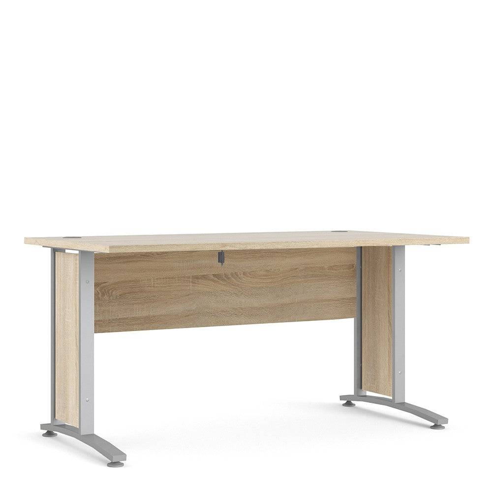 Prima Desk 150 cm in Oak with Silver Grey Steel Legs - Price Crash Furniture