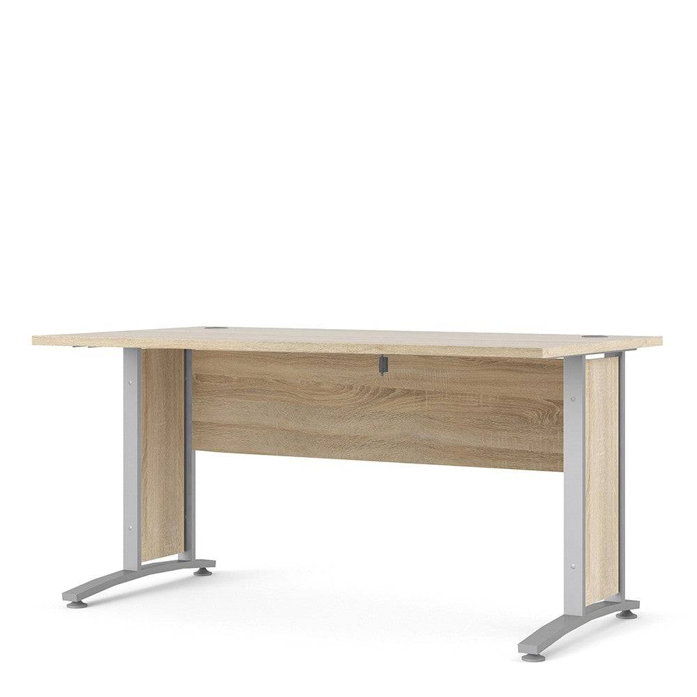 Prima Desk 150 cm in Oak with Silver Grey Steel Legs - Price Crash Furniture