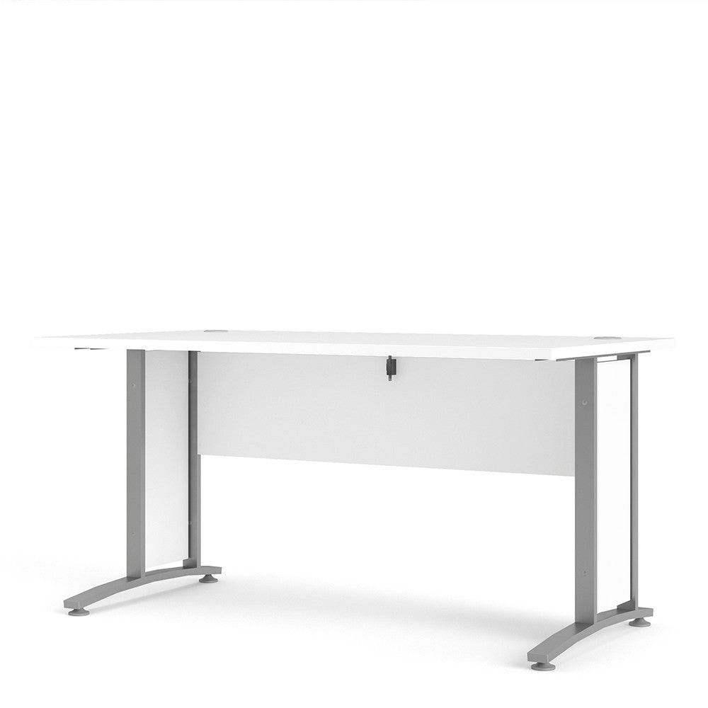 Prima Desk 150 cm in White with Silver Grey Steel Legs - Price Crash Furniture