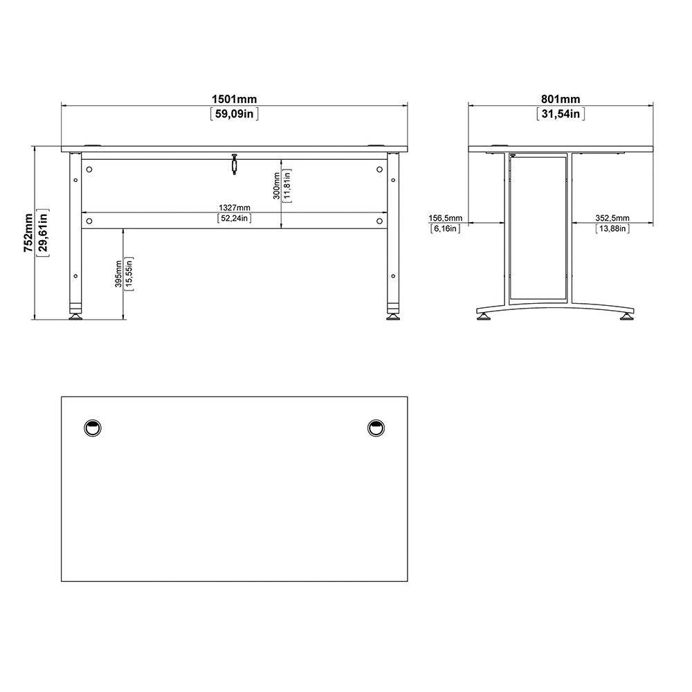 Prima Desk 150 cm in White with White Legs - Price Crash Furniture