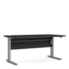 Prima Desk 150 cm with Electric Height Adjust for Standing or Sitting with Silver Grey Legs in Black Woodgrain - Price Crash Furniture