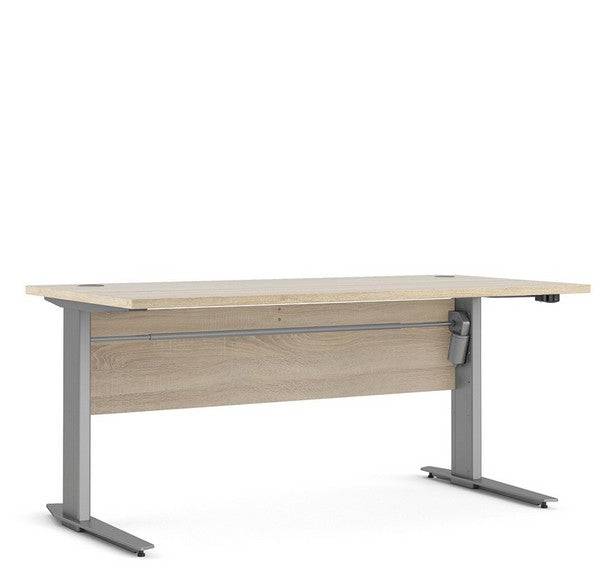Prima Desk 150 cm with Electric Height Adjust for Standing or Sitting with Silver Grey Legs in Oak - Price Crash Furniture