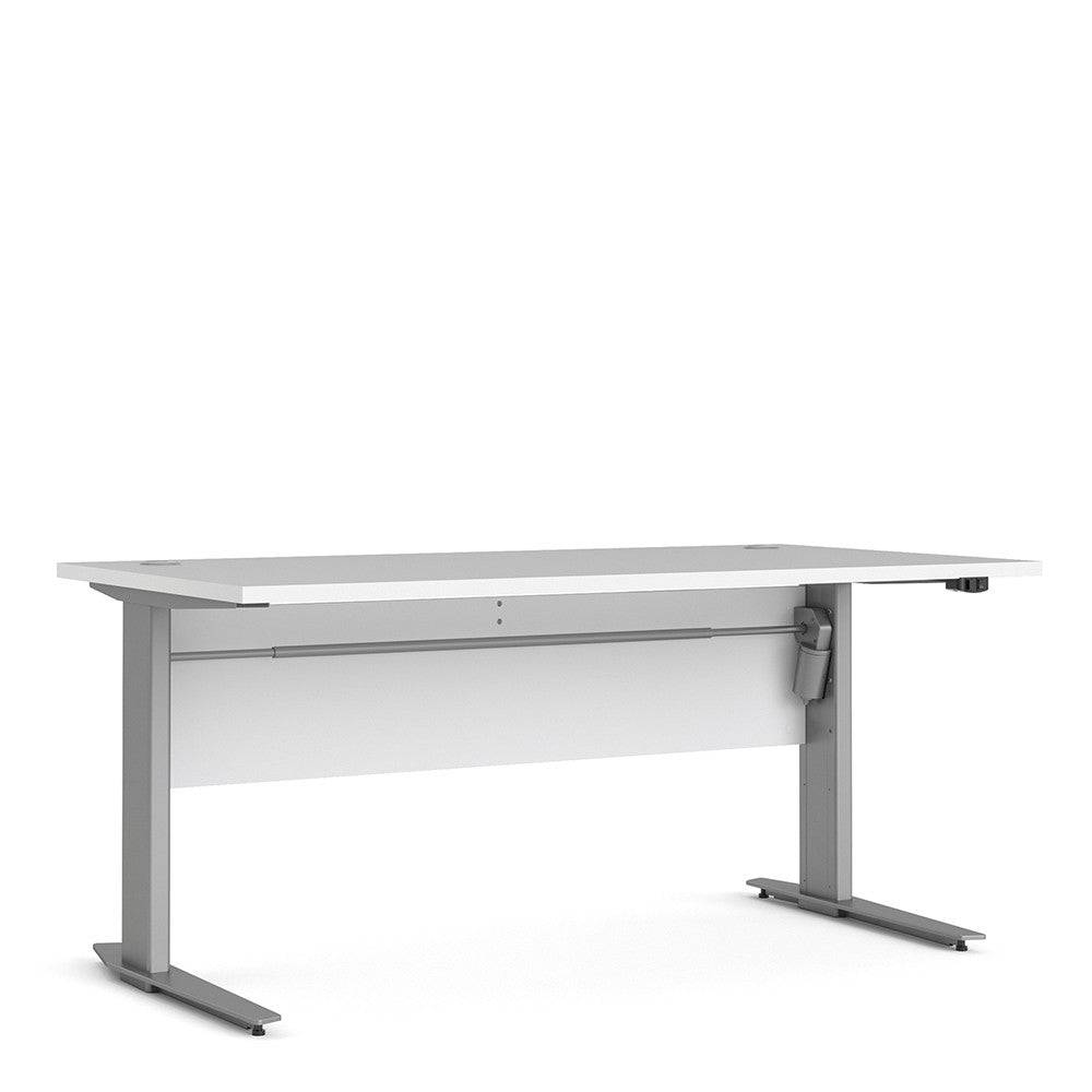 Prima Desk 150 cm with Electric Height Adjust for Standing or Sitting with Silver Grey Legs in White - Price Crash Furniture