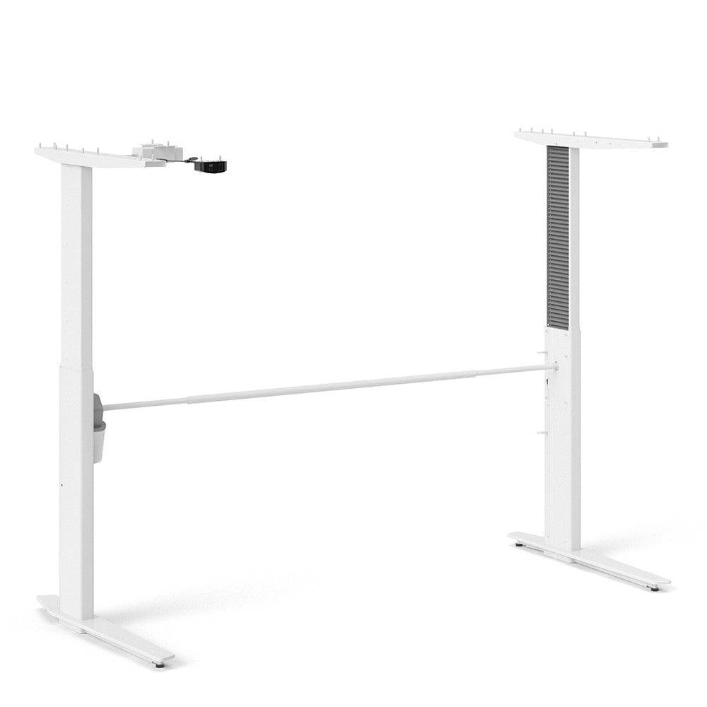 Prima Desk 150 cm with Electric Height Adjust for Standing or Sitting with White Legs in Black Woodgrain - Price Crash Furniture