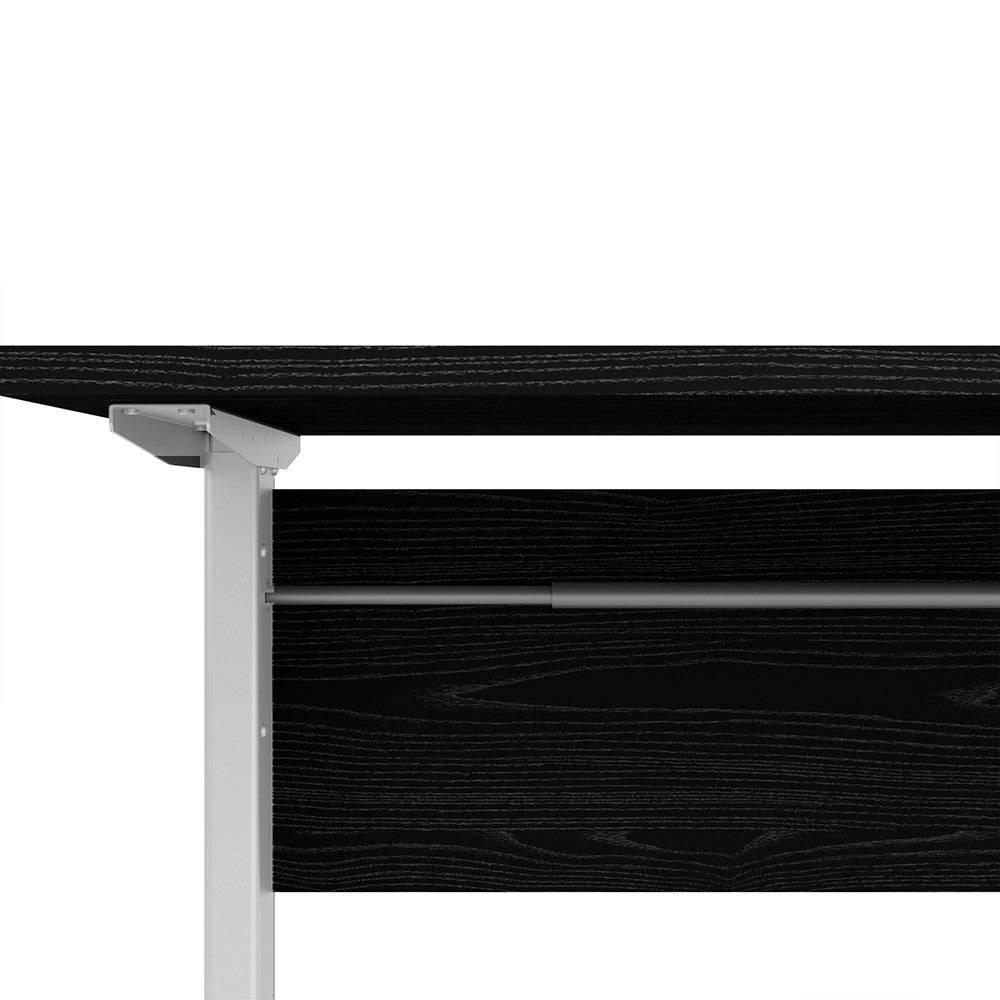 Prima Desk 150 cm with Electric Height Adjust for Standing or Sitting with White Legs in Black Woodgrain - Price Crash Furniture