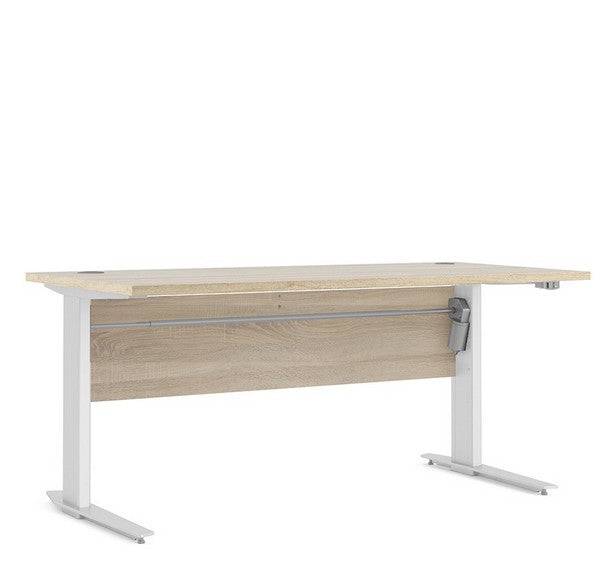 Prima Desk 150 cm with Electric Height Adjust for Standing or Sitting with White Legs in Oak - Price Crash Furniture