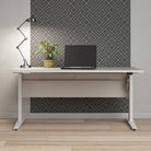 Prima Desk 150 cm with Electric Height Adjust for Standing or Sitting with White Legs in White - Price Crash Furniture