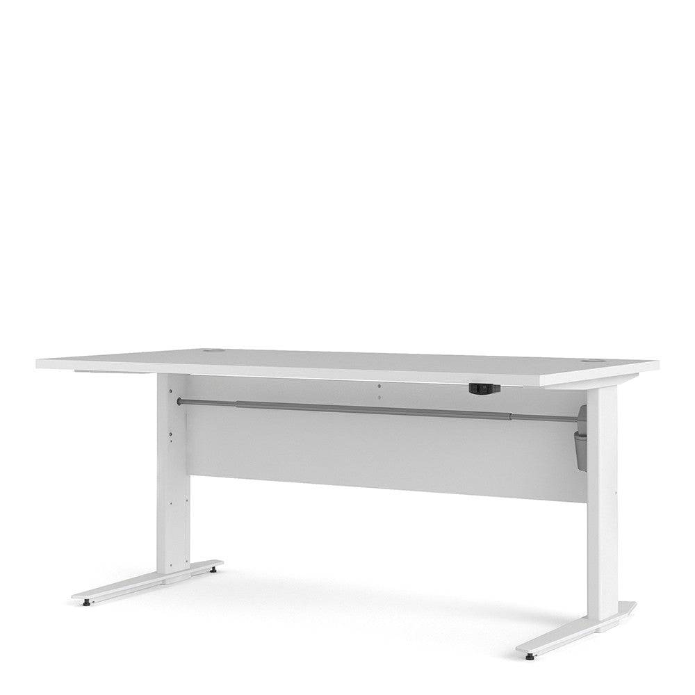 Prima Desk 150 cm with Electric Height Adjust for Standing or Sitting with White Legs in White - Price Crash Furniture