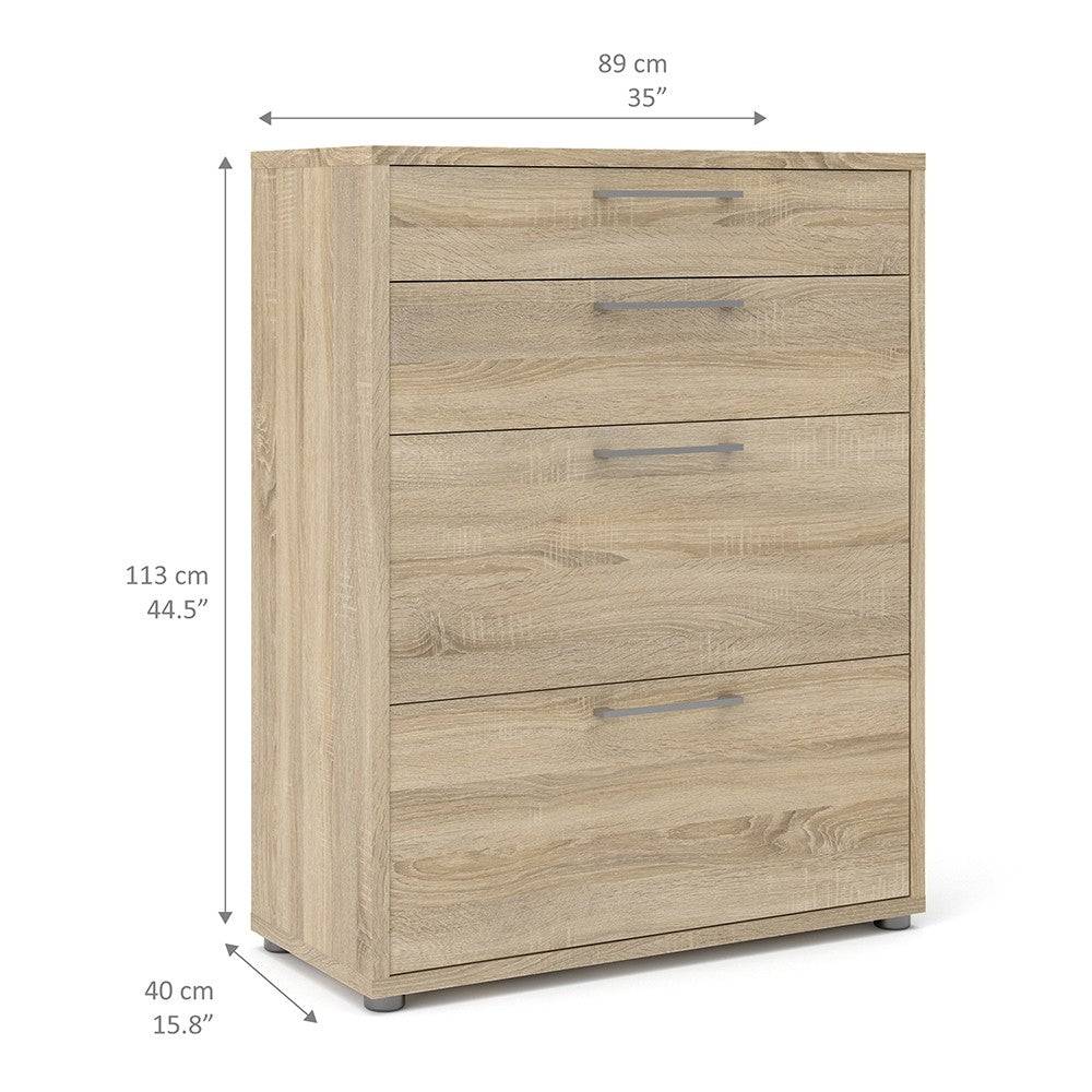 Prima Drawer Unit with 2 Drawers + 2 File Drawers in Oak - Price Crash Furniture