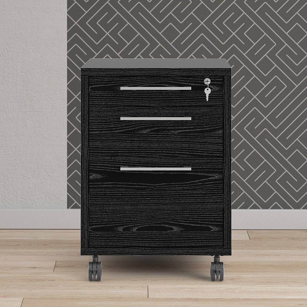 Prima Mobile File Cabinet in Black Woodgrain - Price Crash Furniture