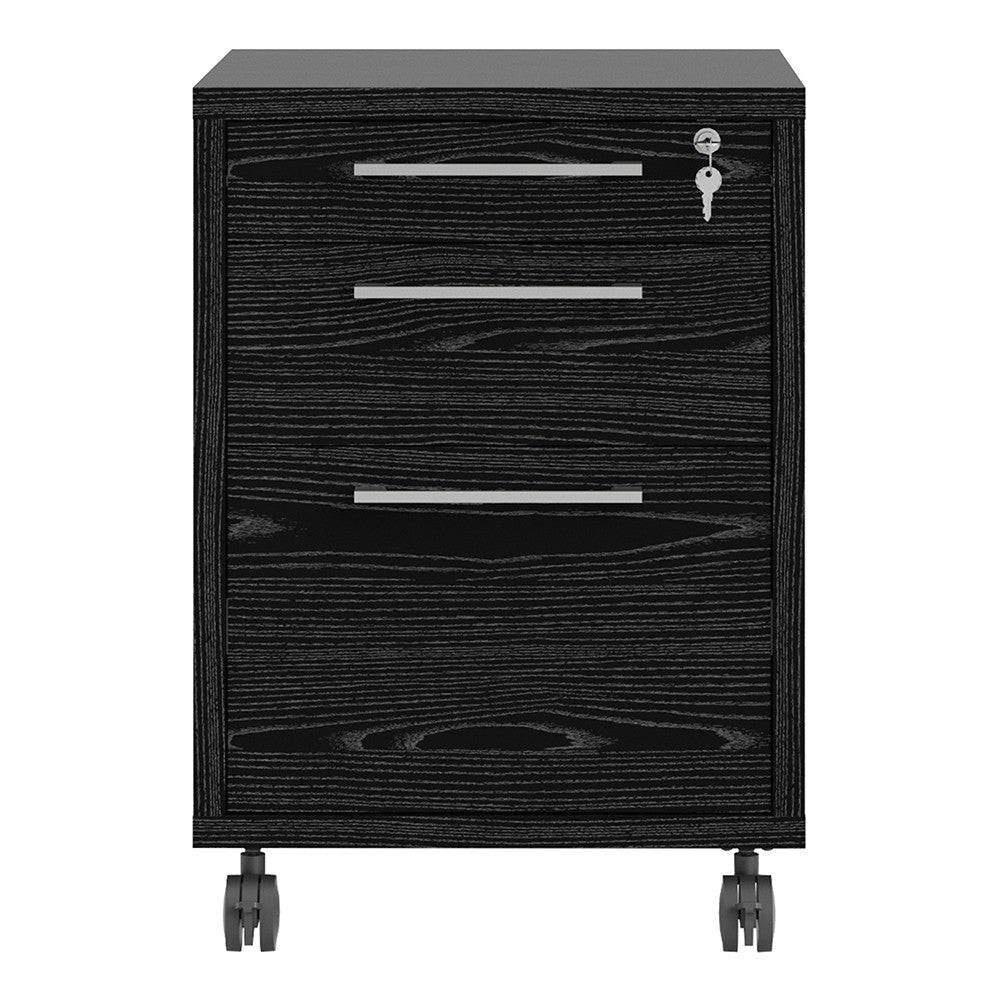 Prima Mobile File Cabinet in Black Woodgrain - Price Crash Furniture