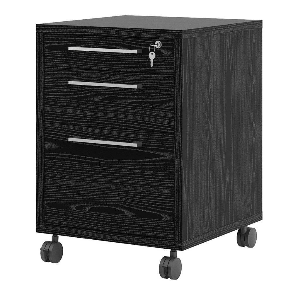 Prima Mobile File Cabinet in Black Woodgrain - Price Crash Furniture