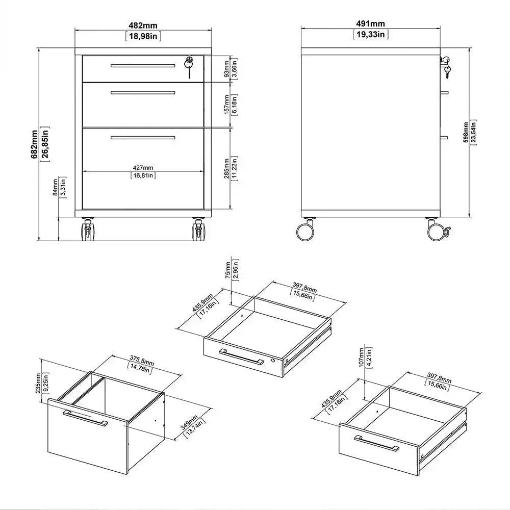 Prima Mobile File Cabinet in Oak - Price Crash Furniture