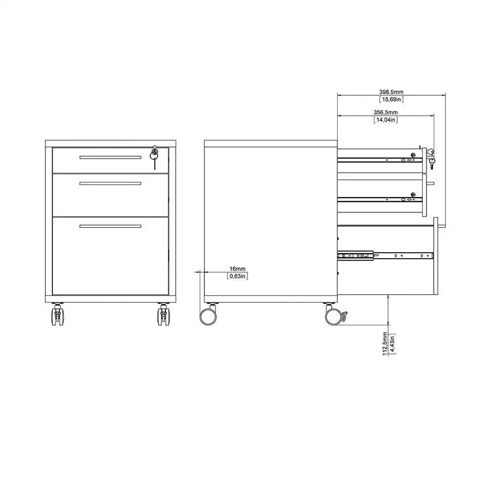 Prima Mobile File Cabinet in Oak - Price Crash Furniture