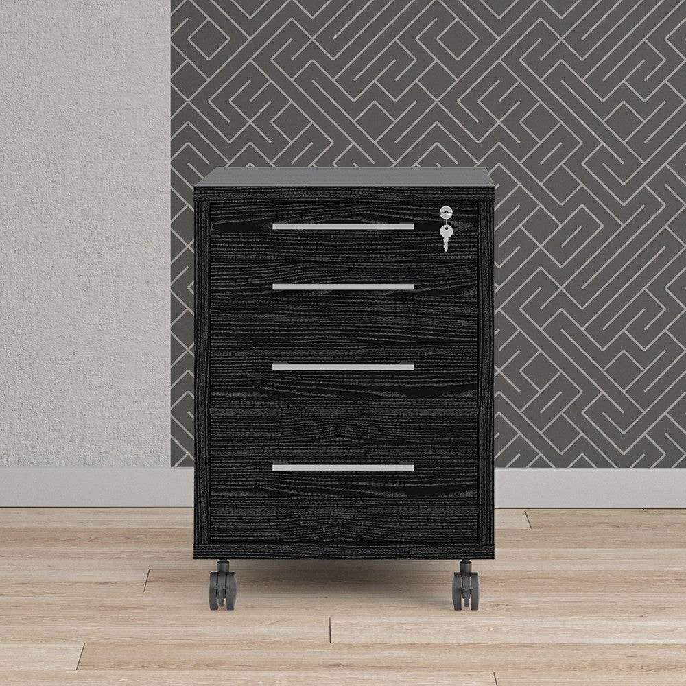 Prima Mobile Pedestal Cabinet in Black Woodgrain - Price Crash Furniture