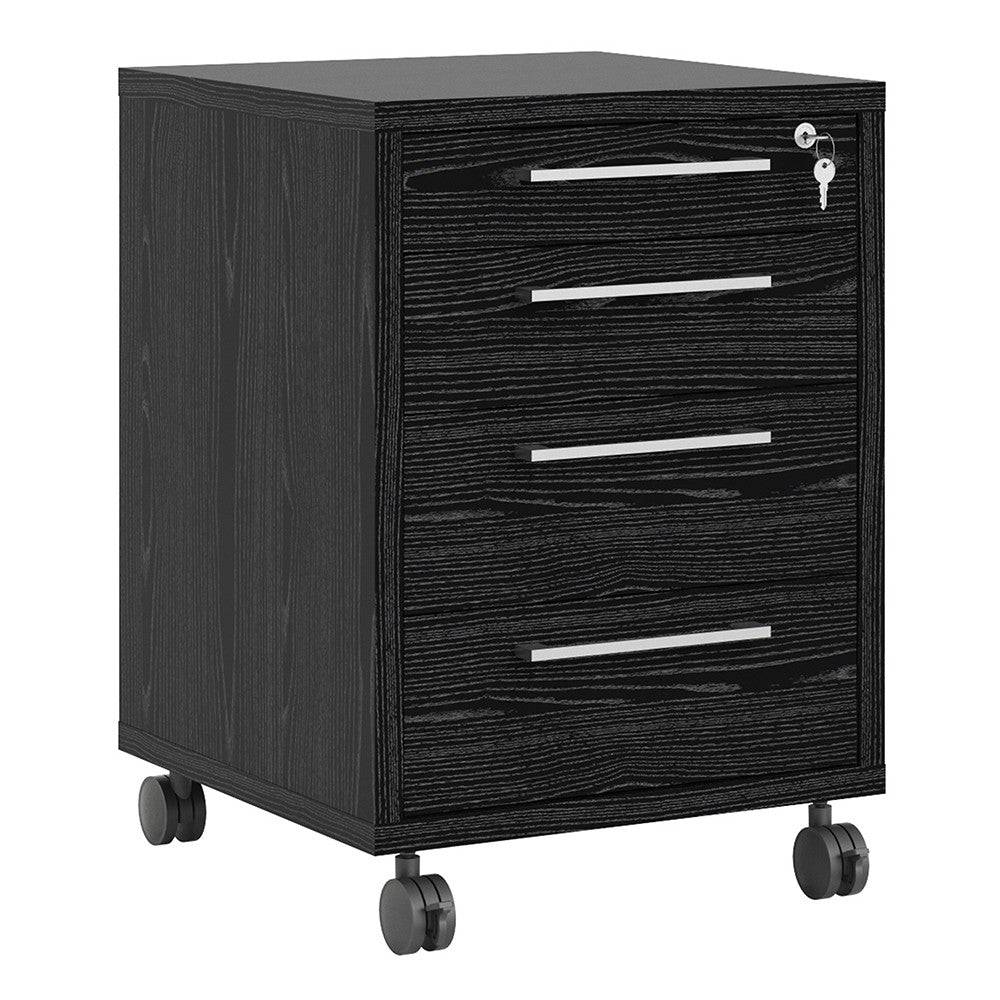 Prima Mobile Pedestal Cabinet in Black Woodgrain - Price Crash Furniture