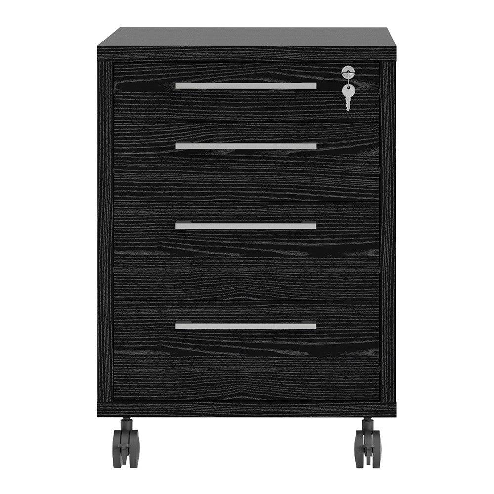 Prima Mobile Pedestal Cabinet in Black Woodgrain - Price Crash Furniture