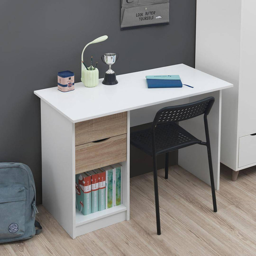 Pulford 2 Drawer Laptop Desk / Vanity Unit in White by TAD - Price Crash Furniture