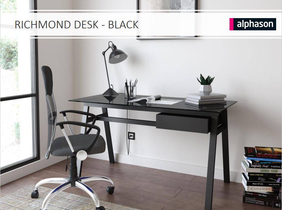 Richmond Desk in Black by Alphason - Price Crash Furniture