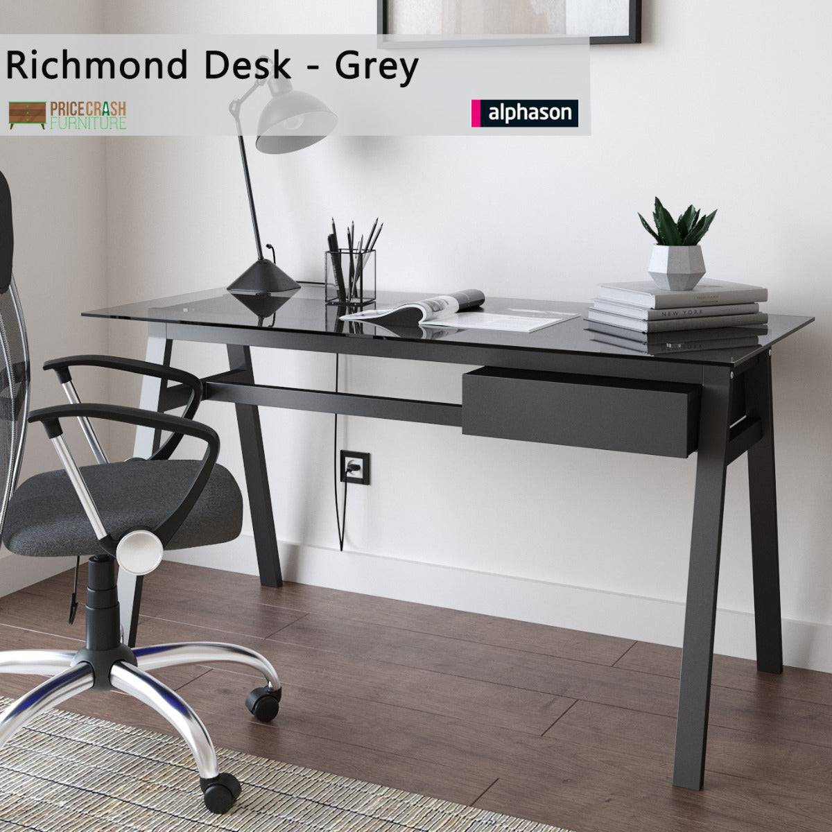 Richmond Desk in Grey by Alphason - Price Crash Furniture