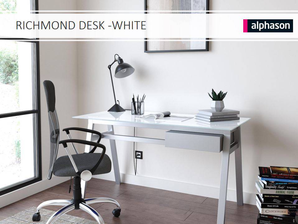 Richmond Desk in White by Alphason - Price Crash Furniture