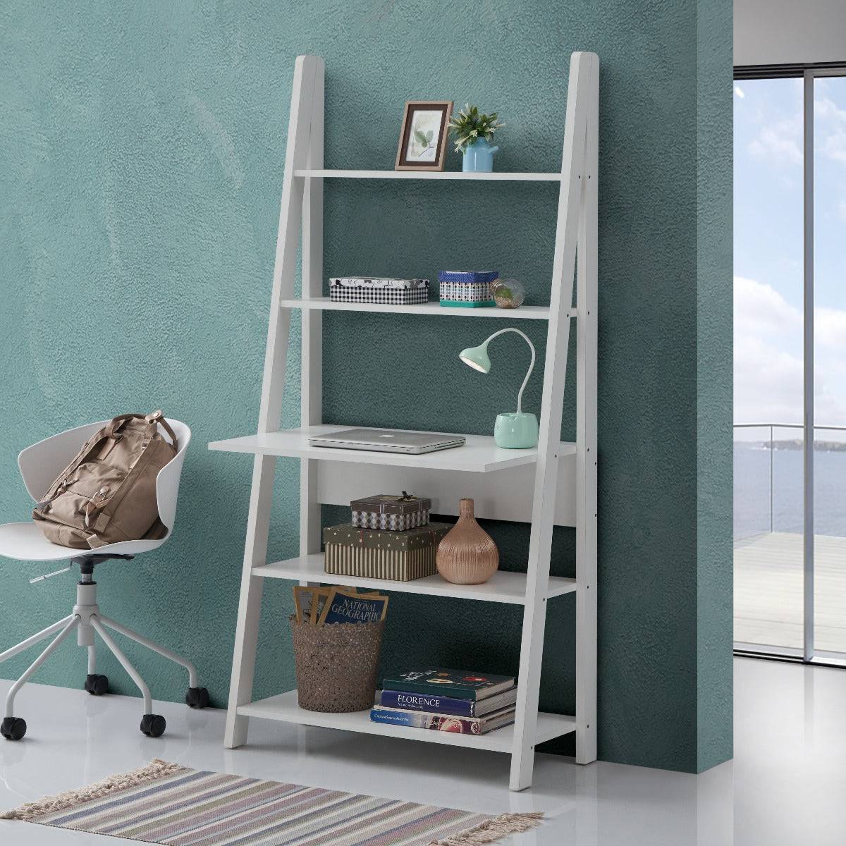 Riva Ladder Desk in White by TAD - Price Crash Furniture