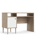 Rome Desk with 1 Door in Jackson Hickory Oak with Matt White - Price Crash Furniture