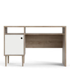 Rome Desk with 1 Door in Jackson Hickory Oak with Matt White - Price Crash Furniture