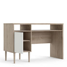 Rome Desk with 1 Door in Jackson Hickory Oak with Matt White - Price Crash Furniture