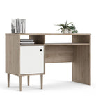 Rome Desk with 1 Door in Jackson Hickory Oak with Matt White - Price Crash Furniture