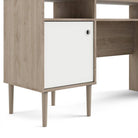 Rome Desk with 1 Door in Jackson Hickory Oak with Matt White - Price Crash Furniture