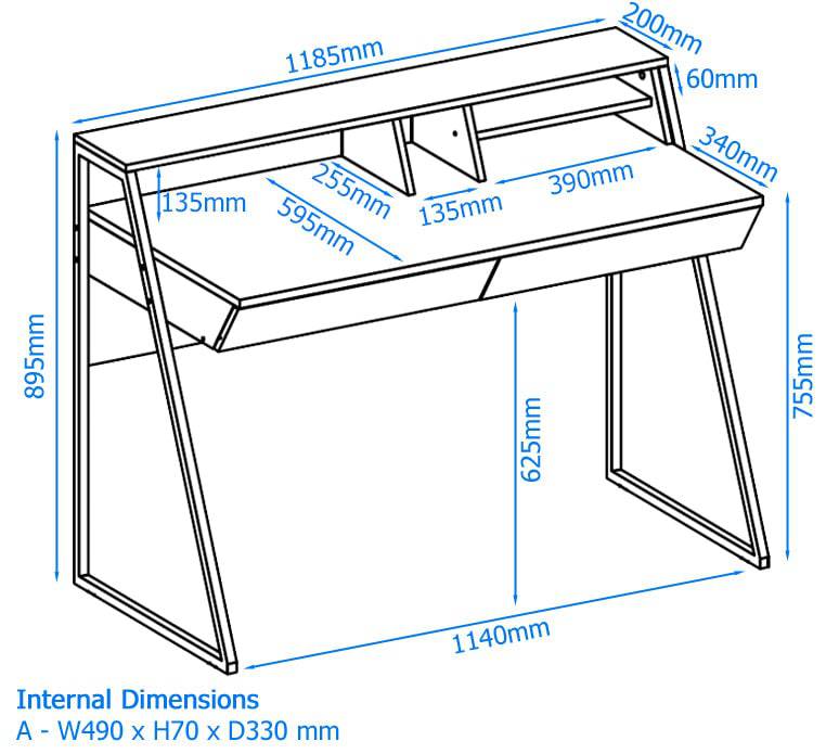 Salcome Desk in Black and Oak - Price Crash Furniture